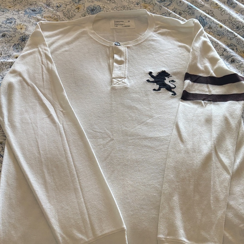 Express Ivory Waffle Knit Shirt